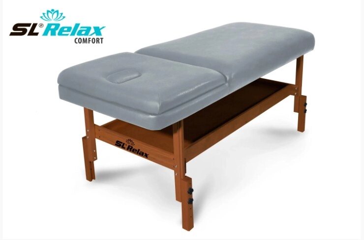 Массажный стол Start Line Relax Comfort серая кожа (темное дерево) от компании Интернет-магазин «Sport-Center » - фото 1