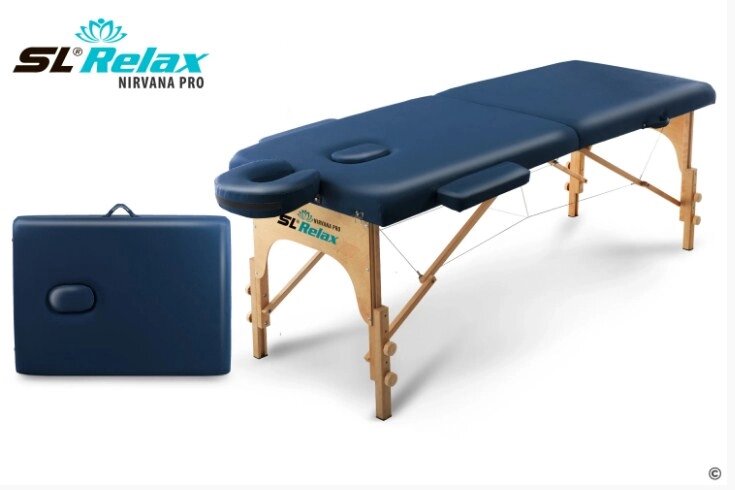 Массажный стол Start Line Relax Nirvana Pro (синяя кожа) от компании Интернет-магазин «Sport-Center » - фото 1