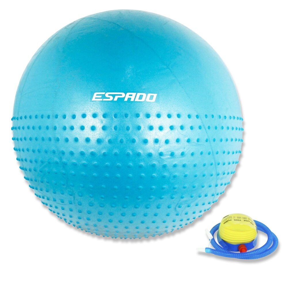 Мяч гимнастический ESPADO полумассажный 65см, антивзрыв, голубой ES3224 1/10 от компании Интернет-магазин «Sport-Center » - фото 1