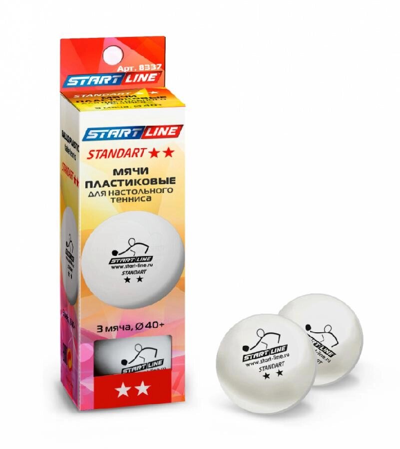 Мячи Start line Standart 2* New (3 шт, бел.) от компании Интернет-магазин «Sport-Center » - фото 1