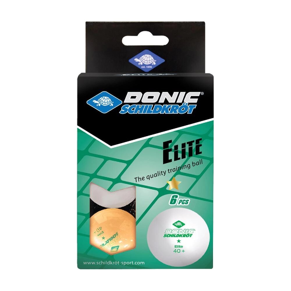 Мячики для н/тенниса DONIC ELITE 1* 40+ 6 штук, белый + оранжевый от компании Интернет-магазин «Sport-Center » - фото 1