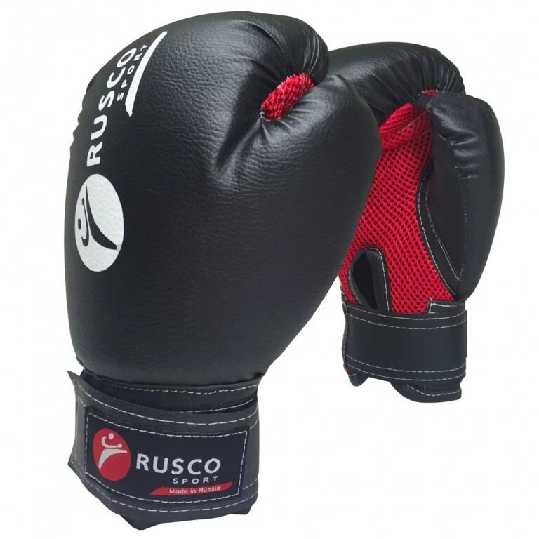 Перчатки бокс. RUSCO SPORT кож. зам. 4 Oz черные от компании Интернет-магазин «Sport-Center » - фото 1