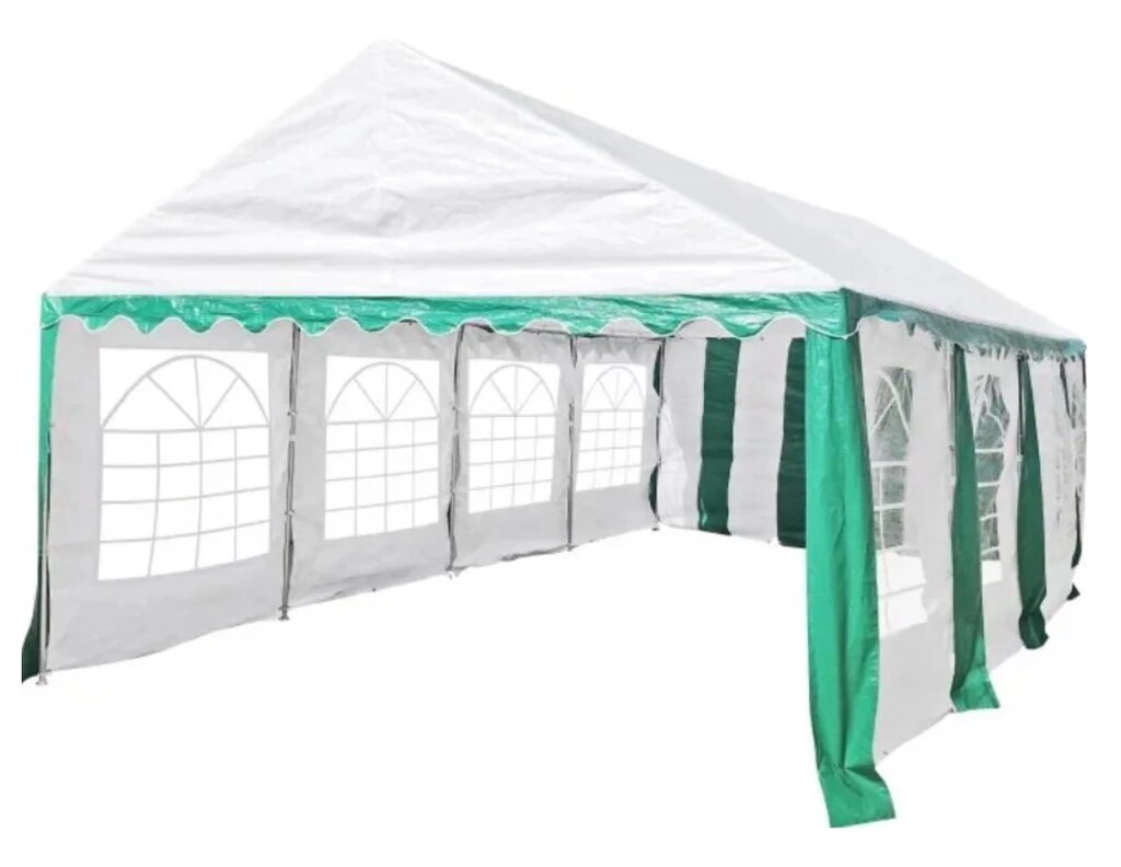 Торговая палатка Sundays Party 4x8 (белый-зеленый) от компании Интернет-магазин «Sport-Center » - фото 1