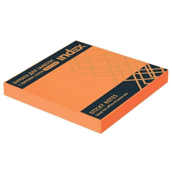 Бумага для заметок с липким слоем, разм. 76х75 мм, неоновая оранжевая, 100 л. - гарантия