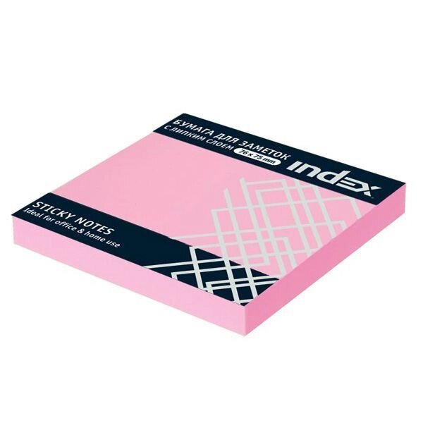 Бумага для заметок, с липким слоем, разм. 76х75 мм, неоновая розовая, 100 л. - фото