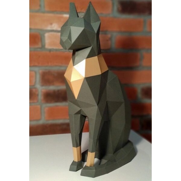 3D конструктор из дизайнерского картона Кошка Бастет серая от компании Iнтэрнэт-крама - фото 1