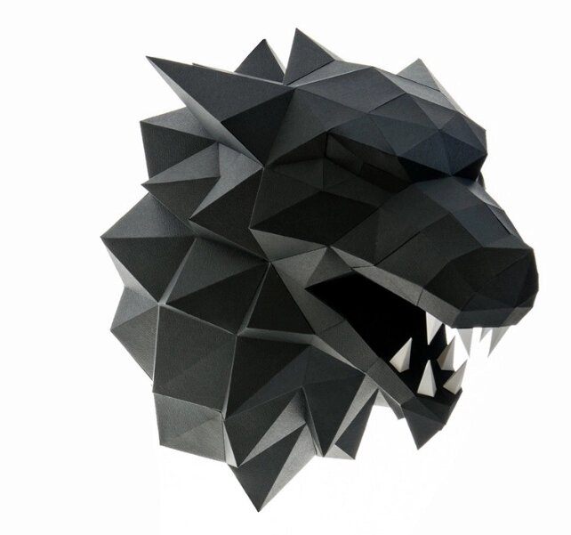 3D конструктор из дизайнерского картона Лютоволк черный от компании Iнтэрнэт-крама - фото 1