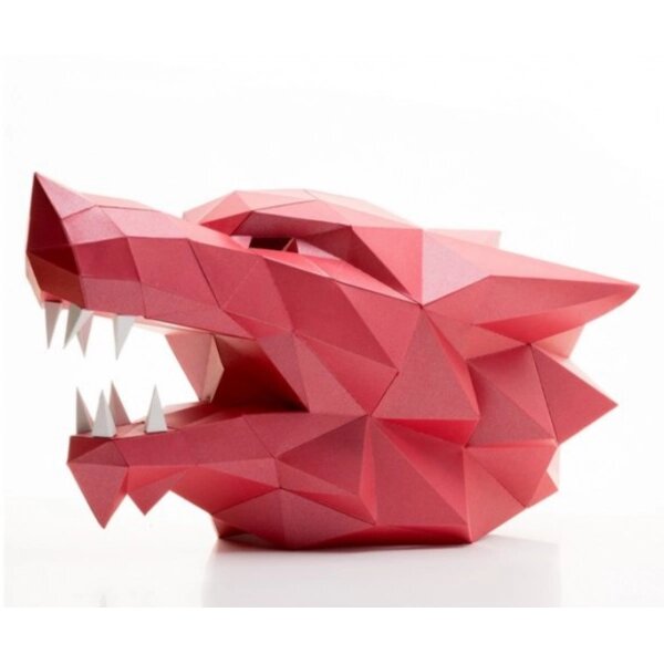 3D конструктор из дизайнерского картона Маска Волк красная от компании Iнтэрнэт-крама - фото 1