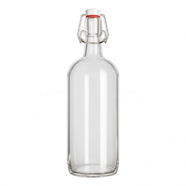 Бутылка 1 литр с бугельной пробкой прозрачная 12 шт от компании Iнтэрнэт-крама - фото 1
