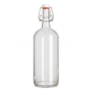 Бутылка 1 литр с бугельной пробкой прозрачная 12 шт