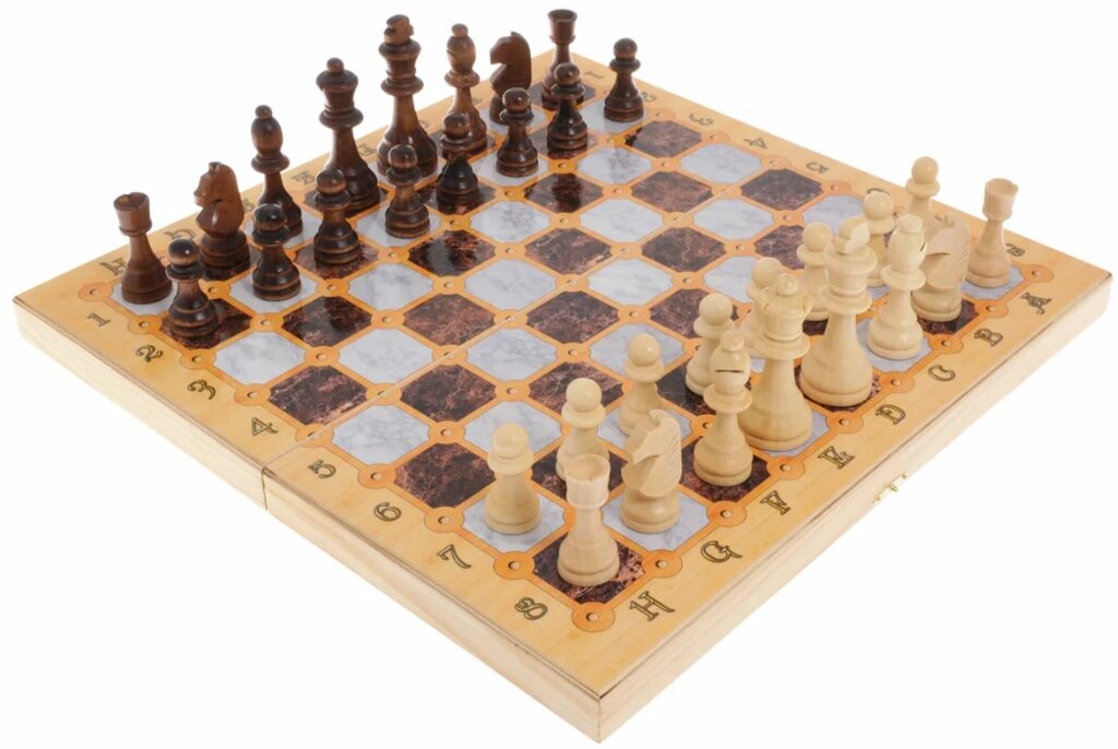 Набор 3в1 Шахматы-нарды-шашки Мраморные от компании Iнтэрнэт-крама - фото 1