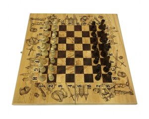 Набор 3в1 Шахматы-нарды-шашки Рыцари