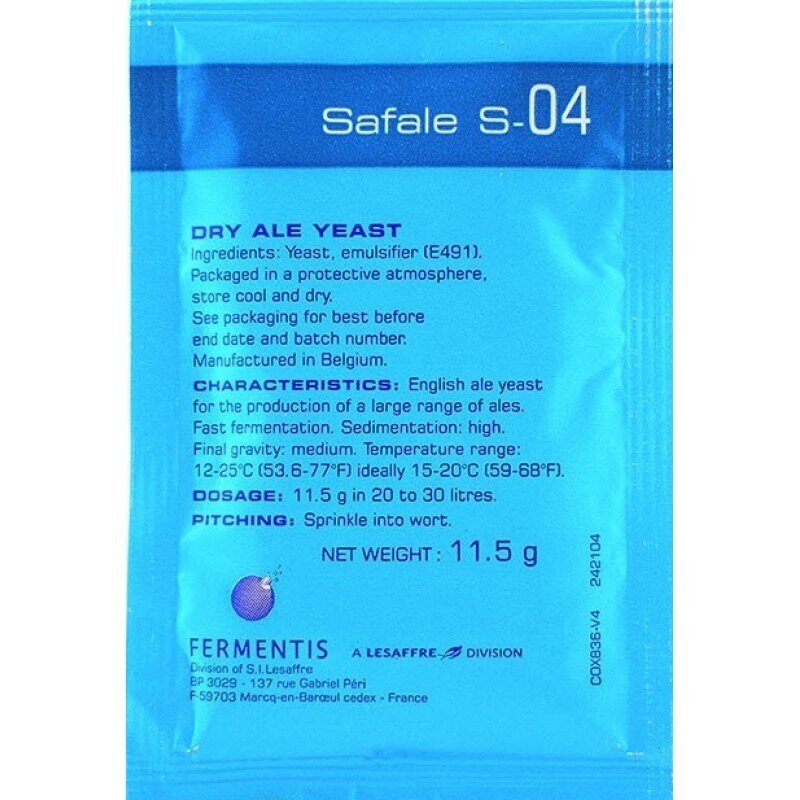 Пивные дрожжи Fermentis Safale S-04, 11,5 г. от компании Iнтэрнэт-крама - фото 1