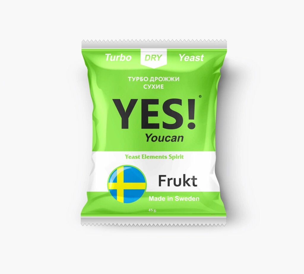 Спиртовые турбо дрожжи YES Yeast Frukt, 45 гр от компании Iнтэрнэт-крама - фото 1