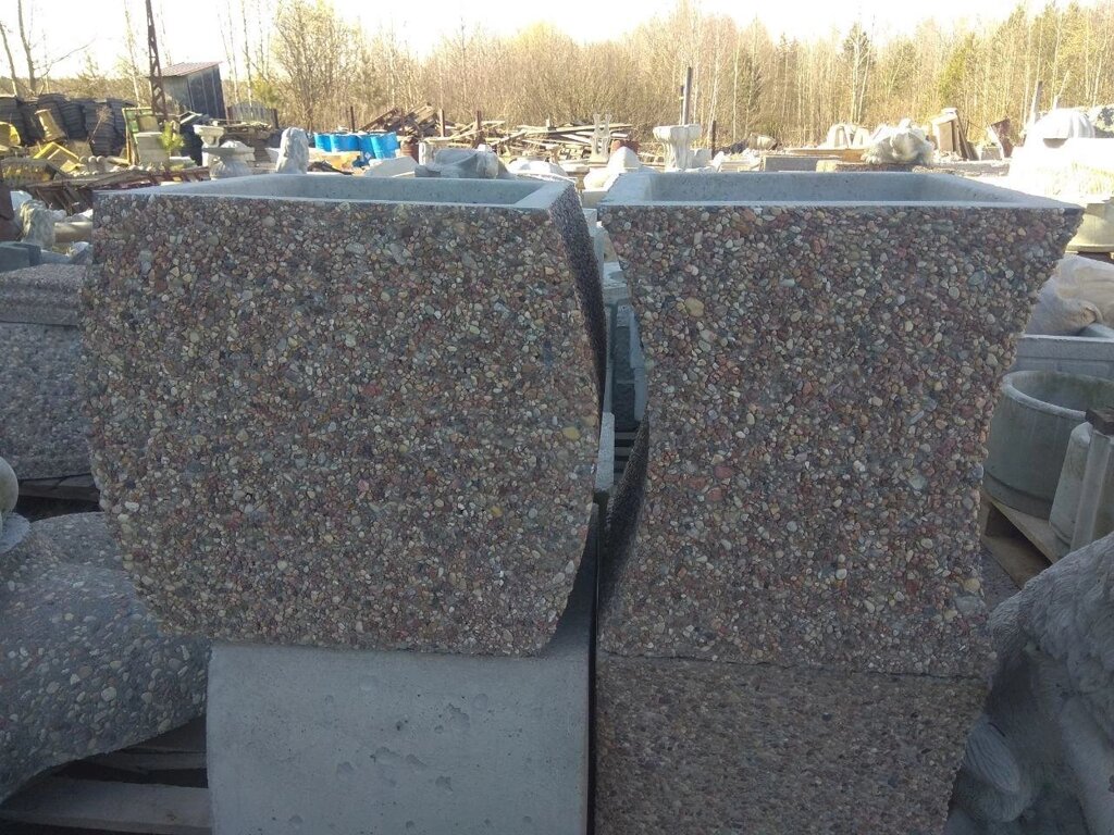 Цветочница бетонная (кашпо) "Выпуклая" 500х500х450 мм. от компании ООО «Ланси» - фото 1