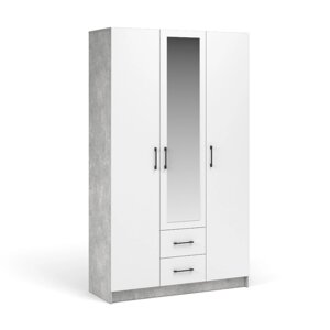 Система Чикаго Шкаф для одежды 3д2ящ (с зеркалом) Ателье светлый/Белый