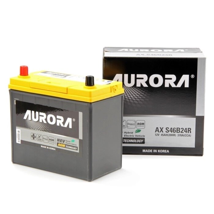 Аккумулятор AURORA JIS AGM AX S46B24R, 45 Ah, 370 A, 236x127x224, прямая полярность от компании Интернет-гипермаркет «MALL24» - фото 1