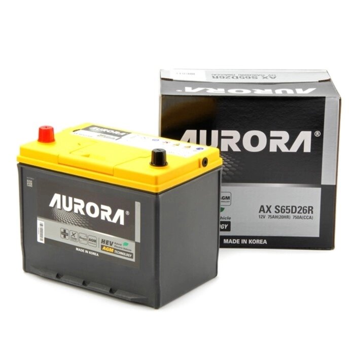 Аккумулятор AURORA JIS AGM AX S65D26R, 75 Ah, 750 A, 260x172x220, прямая полярность от компании Интернет-гипермаркет «MALL24» - фото 1