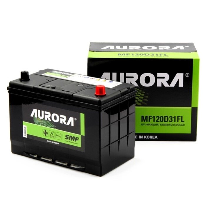 Аккумулятор AURORA JIS MF-120D31FL, 100 Ah, 850 A, 302x172x220, обратная полярность от компании Интернет-гипермаркет «MALL24» - фото 1