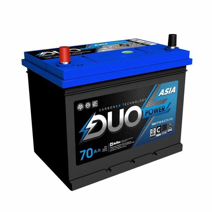 Аккумулятор Duo Power Asia 70 А/ч, 580 А, 260х175х225, прямая полярность от компании Интернет-гипермаркет «MALL24» - фото 1