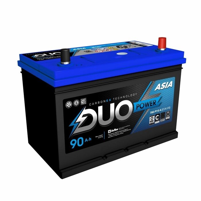 Аккумулятор Duo Power Asia 90 А/ч, 780 А, 306х175х225, обратная полярность от компании Интернет-гипермаркет «MALL24» - фото 1