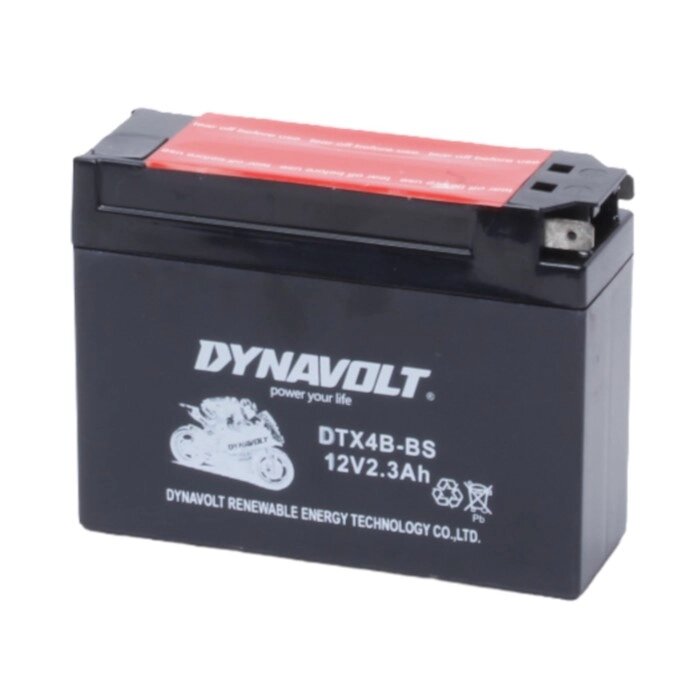 Аккумулятор Dynavolt DTX4B-BS, 12V, AGM, обратная, 30 A, 113 х 39 х 85 от компании Интернет-гипермаркет «MALL24» - фото 1