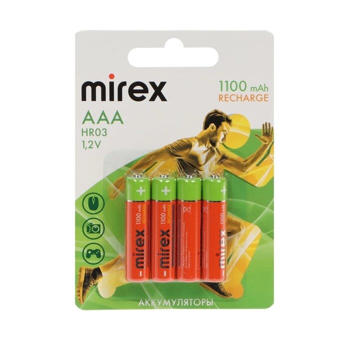 Аккумулятор Mirex, Ni-Mh, AAA, HR03-4BL, 1.2В, 1100 мАч, блистер, 4 шт. от компании Интернет-гипермаркет «MALL24» - фото 1