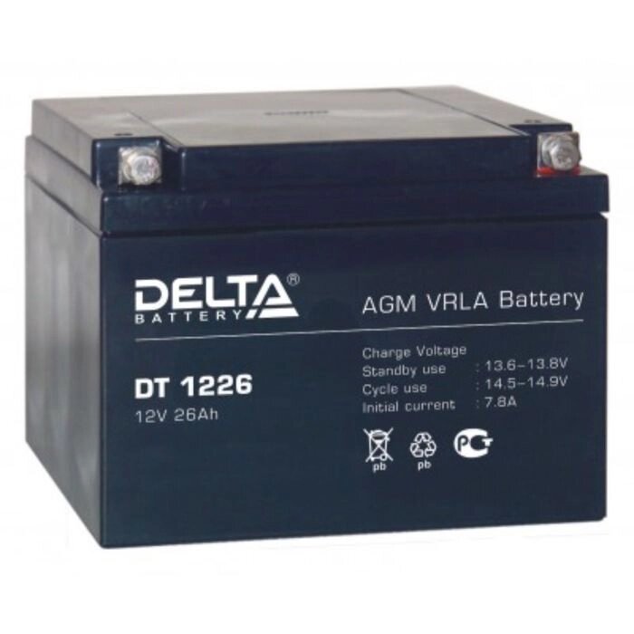 Аккумуляторная батарея Delta DT1226, 12 В, 26 А/ч от компании Интернет-гипермаркет «MALL24» - фото 1