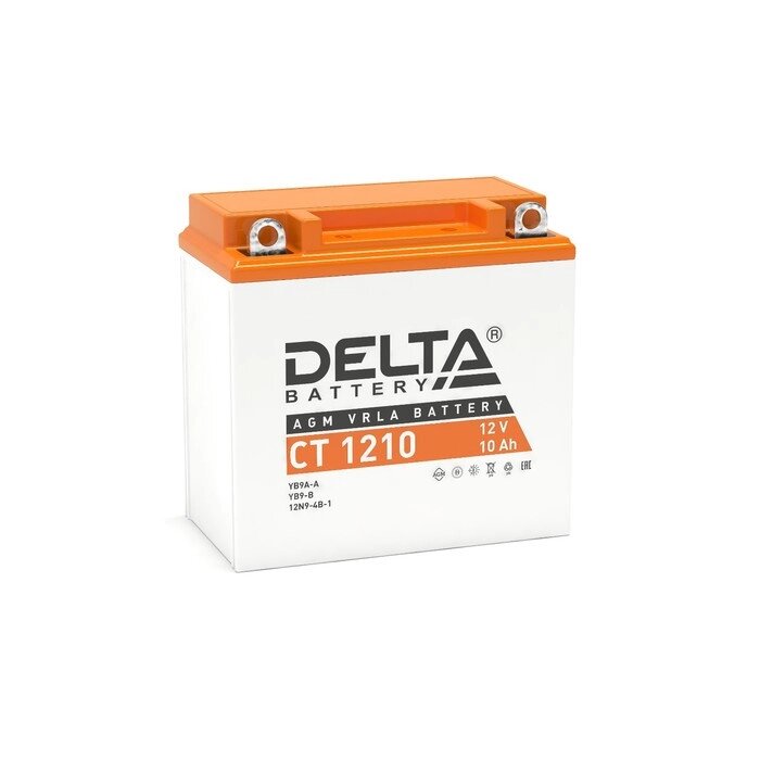 Аккумуляторная батарея Delta СТ1210 (YB9A-A, 12N9-4B-1, YB9-B)12 V 10 Ач прямая (+ -) от компании Интернет-гипермаркет «MALL24» - фото 1