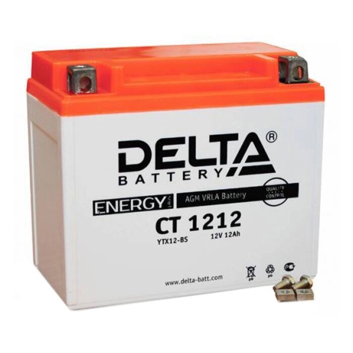 Аккумуляторная батарея Delta СТ1212 (YTX14-BS, YTX12-BS)12V, 12 Ач прямая (+ -) от компании Интернет-гипермаркет «MALL24» - фото 1