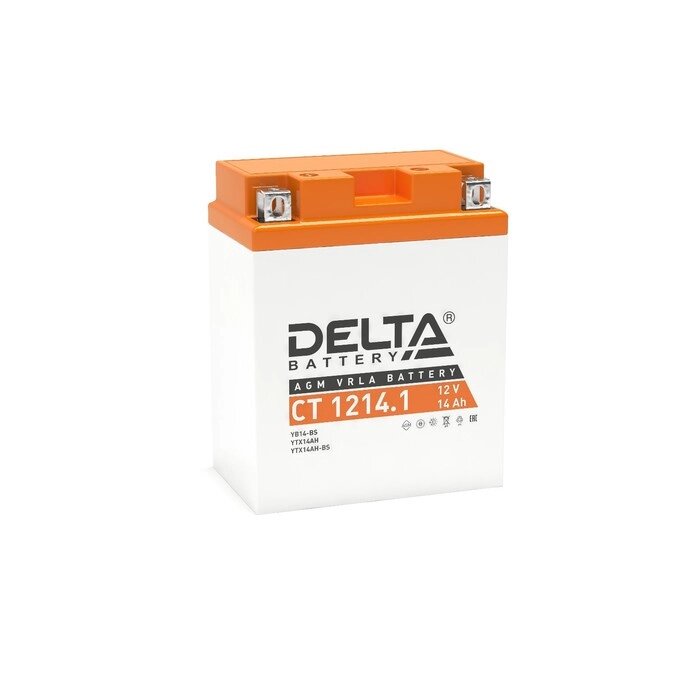 Аккумуляторная батарея Delta СТ1214.1 (YB14-BS, YTX14AH, YTX14AH-BS)12V, 14 Ач прямая (+ -) от компании Интернет-гипермаркет «MALL24» - фото 1