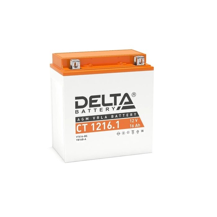 Аккумуляторная батарея Delta СТ1216.1 (YTX16-BS, YB16B-A)12V, 16 Ач прямая (+ -) от компании Интернет-гипермаркет «MALL24» - фото 1