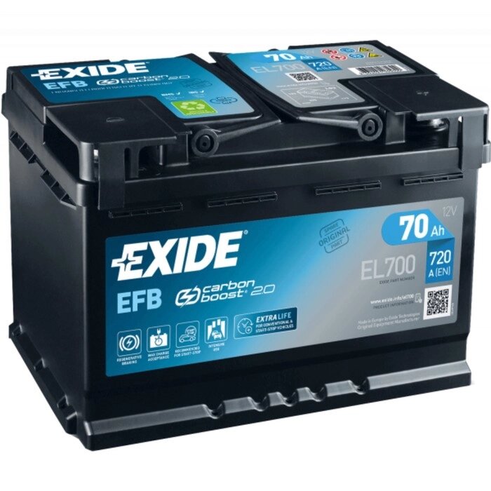 Аккумуляторная батарея Exide 70 Ач о/п Start-Stop EFB EL700, обратная полярность от компании Интернет-гипермаркет «MALL24» - фото 1