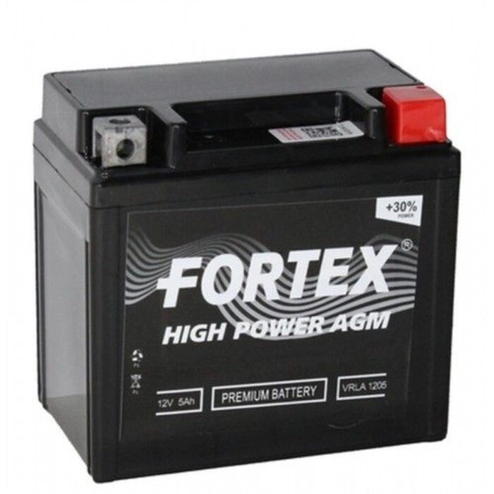 Аккумуляторная батарея Fortex 5 Ач VRLA 1205 (YTX5L-BS), обратная полярность от компании Интернет-гипермаркет «MALL24» - фото 1