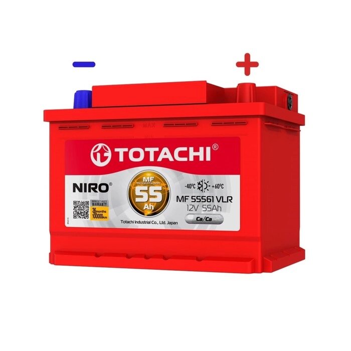 Аккумуляторная батарея TOTACHI NIRO MF 55561 VLR 55а/ч, полярность обратная от компании Интернет-гипермаркет «MALL24» - фото 1