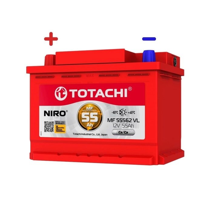 Аккумуляторная батарея TOTACHI NIRO MF 55562 VL 55а/ч, полярность прямая от компании Интернет-гипермаркет «MALL24» - фото 1