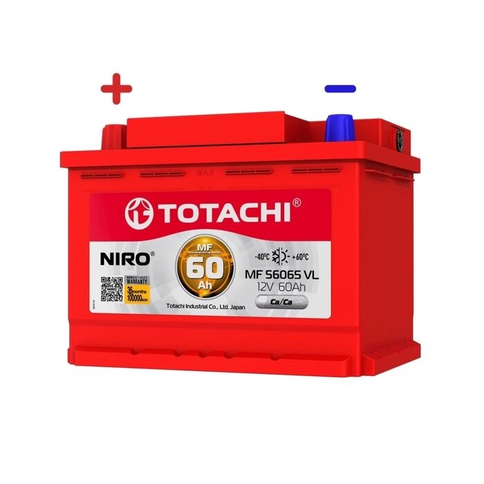 Аккумуляторная батарея TOTACHI NIRO MF 56065 VL 60а/ч, полярность прямая от компании Интернет-гипермаркет «MALL24» - фото 1