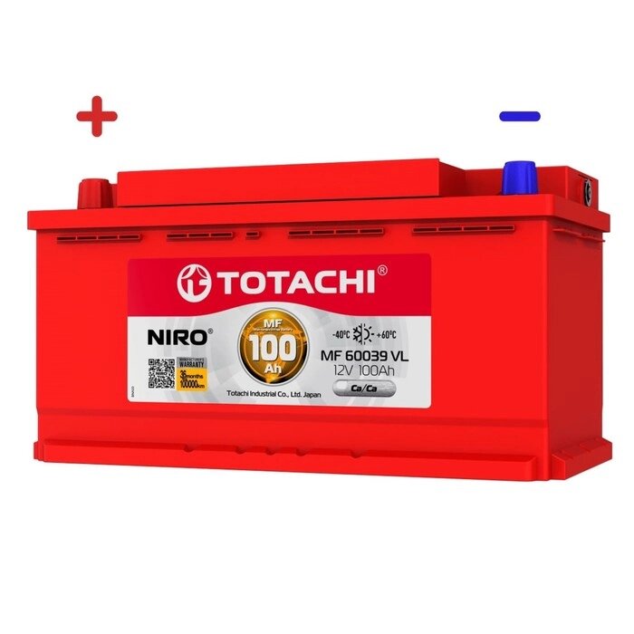 Аккумуляторная батарея TOTACHI NIRO MF 60039 VL 100а/ч, полярность прямая от компании Интернет-гипермаркет «MALL24» - фото 1