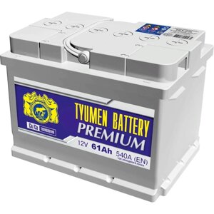 Аккумуляторная батарея Тюмень 61 Ач 6СТ-61LR Premium (низк), обратная полярность