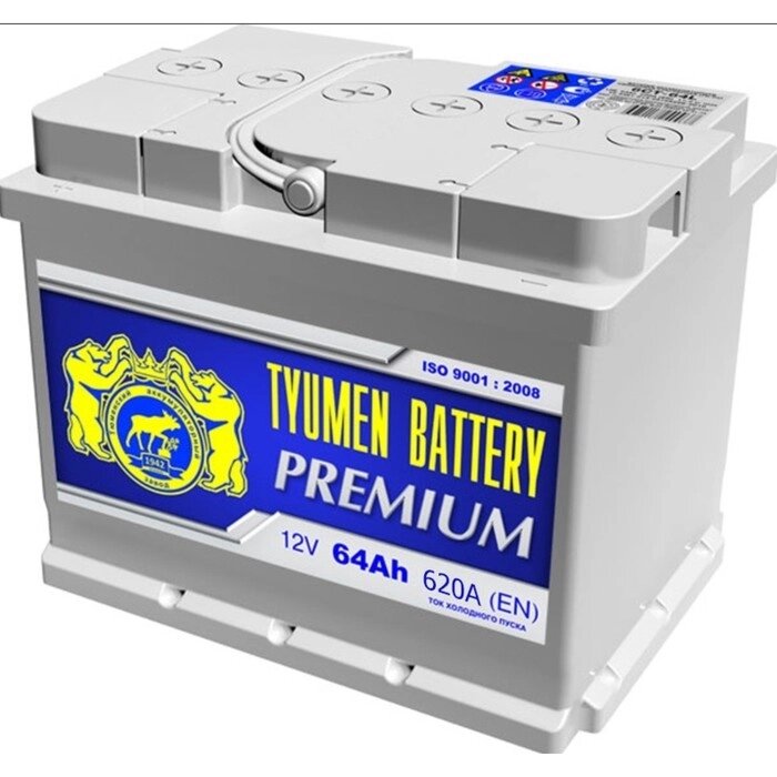 Аккумуляторная батарея Тюмень 64 Ач, обратная полярность 6СТ-64L, Premium от компании Интернет-гипермаркет «MALL24» - фото 1