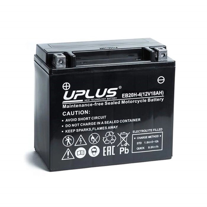 Аккумуляторная батарея UPLUS High Performance 18 Ач EB20H-4 (CT 1218, YTX20-BS), прямая полярность от компании Интернет-гипермаркет «MALL24» - фото 1