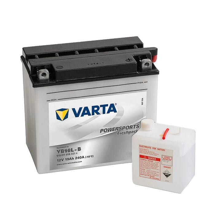 Аккумуляторная батарея Varta 19 Ач Moto 519 011 019 (YB16L-B), обратная полярность от компании Интернет-гипермаркет «MALL24» - фото 1