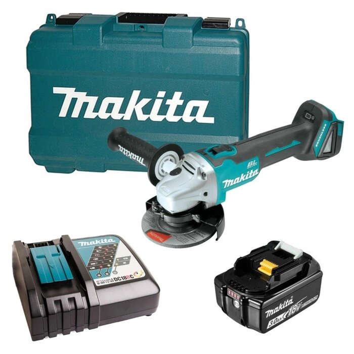 Аккумуляторная УШМ Makita DGA504RF, б/щет, 125 мм, 18 В, 3 Ач, Li-ion, 8500 об/м, кейс от компании Интернет-гипермаркет «MALL24» - фото 1