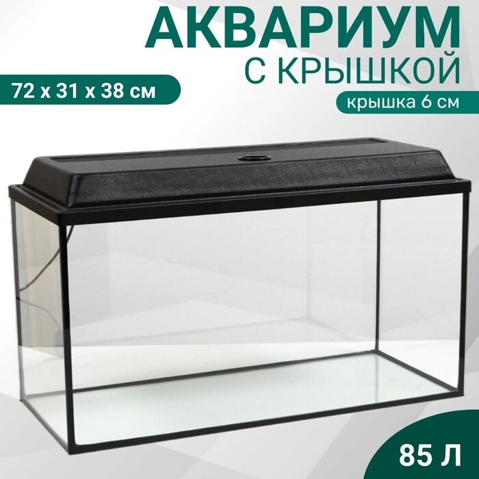 Аквариум прямоугольный с крышкой, 85 литров, 72 x 31 x 38/44 см, чёрный от компании Интернет-гипермаркет «MALL24» - фото 1