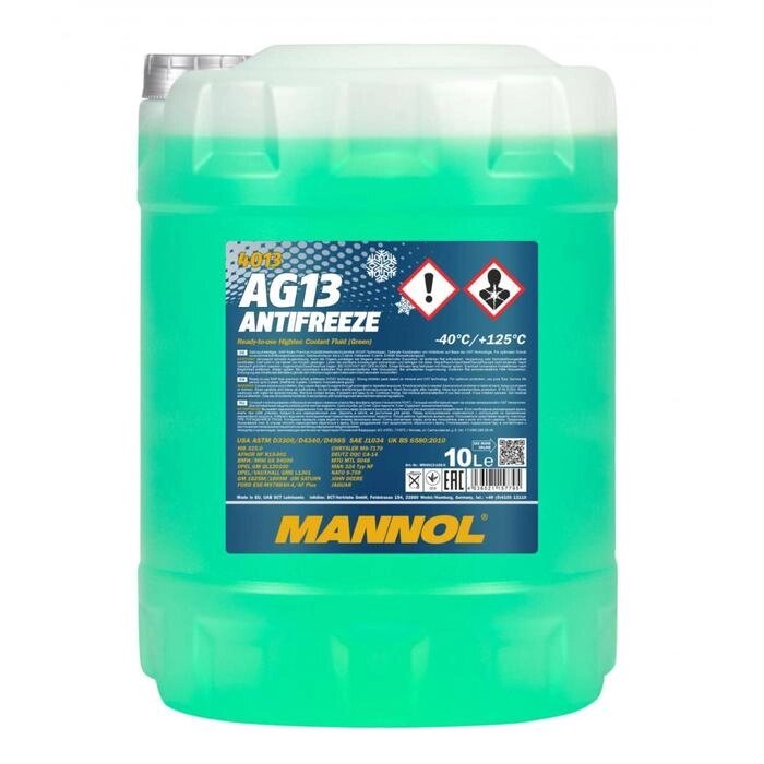 Антифриз Mannol Hightec AG13, зеленый, 10 л, канистра от компании Интернет-гипермаркет «MALL24» - фото 1