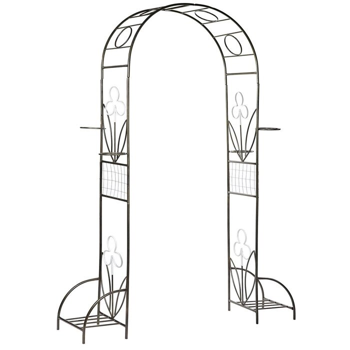 Арка садовая, разборная, 240  170  40 см, с горшками, металл, бронза, "Цветок" от компании Интернет-гипермаркет «MALL24» - фото 1