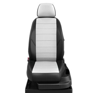 Авточехлы для Citroen C-elysee с 2013-н. в. седан Задние спинка и сиденье единые. Задние подголовники горбы, экокожа,