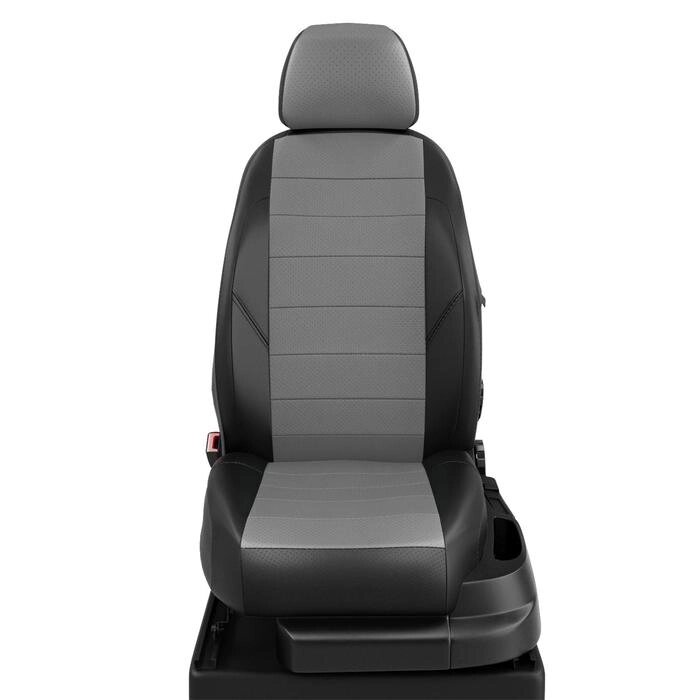 Авточехлы для Datsun Mido с 2014-н. в. хэтчбек Задние спинка и сиденье 40 на 60, 5 подголовников., экокожа, серо-чёрная от компании Интернет-гипермаркет «MALL24» - фото 1