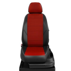 Авточехлы для Ford Kuga 2 с 2012-н. в. джип Задние спинка и сиденье 40 на 60, 5 подголовников, экокожа, красно-чёрная