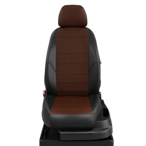 Авточехлы для Ford Kuga 2 с 2012-н. в. джип Задние спинка и сиденье 40 на 60, 5 подголовников, экокожа, шоколадно-чёрная